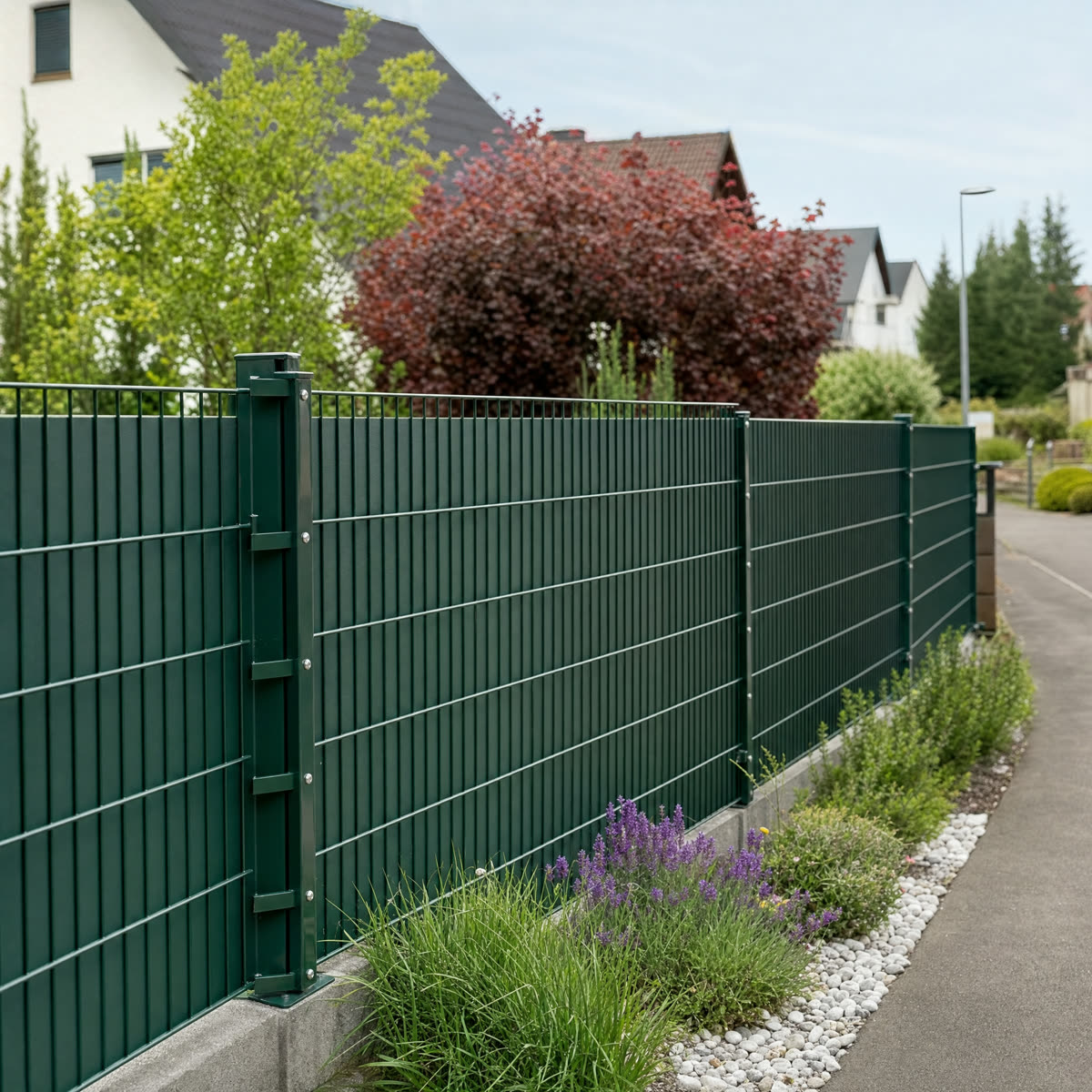 Gittermattenzaun im Garten, Beispielansicht